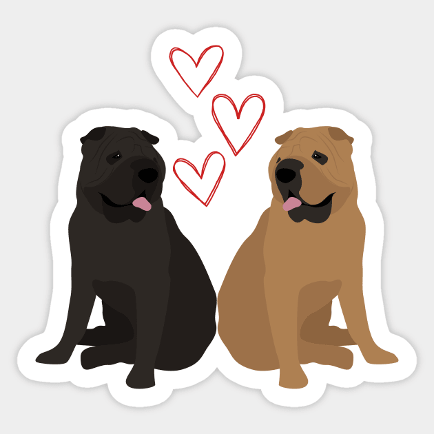 Shar Pei in Love for Chinese Fighting Dog Owners Sticker by Seasonal Dogs